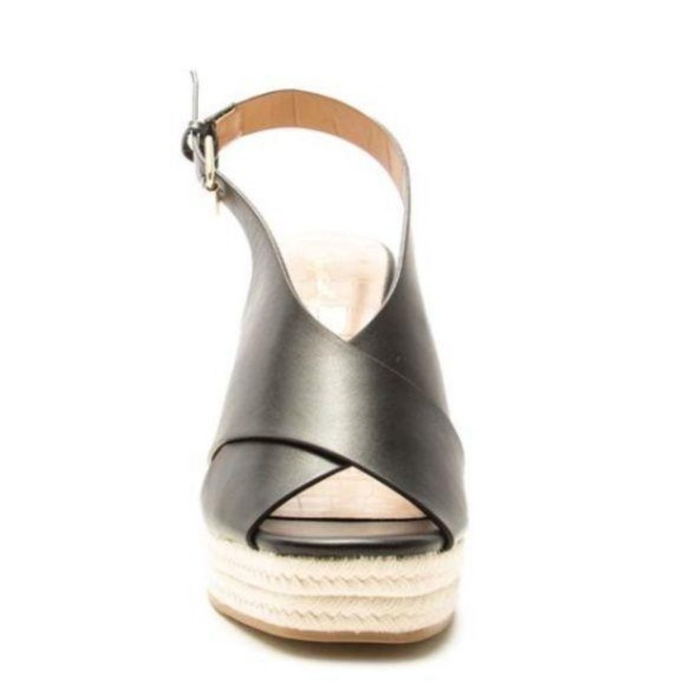 Slingback Espadrille Wedges in Black - Picture 7 of 9